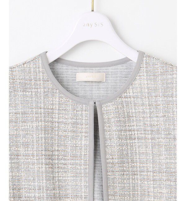 ANY SIS「【2SET】ウォッシャブルジャケット &times; ブラウス セット」|ノーカラージャケット|