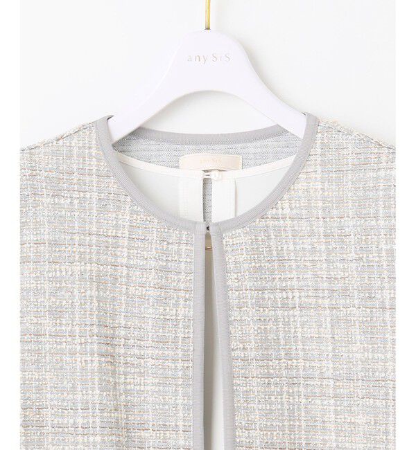 ANY SIS「【2SET】ウォッシャブルジャケット &times; ブラウス セット」|ノーカラージャケット|