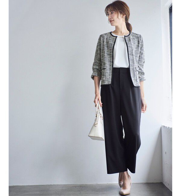 ANY SIS「【2SET】ウォッシャブルジャケット &times; ブラウス セット」|ノーカラージャケット|