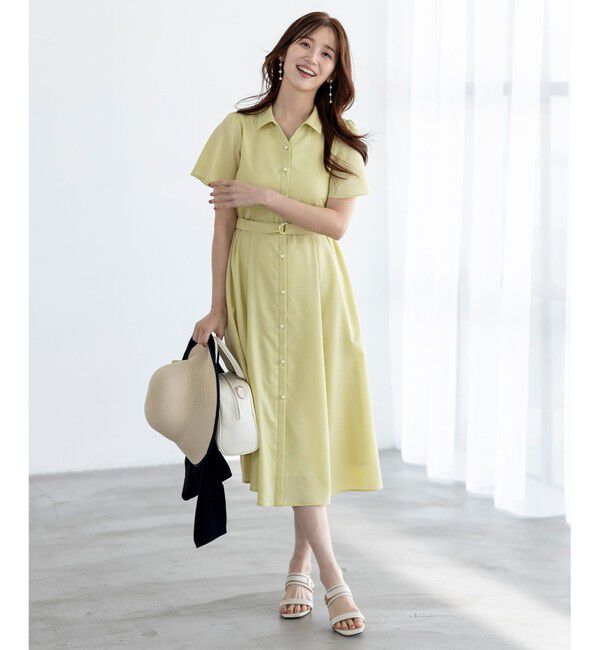 ANY SIS「【接触冷感・UVカット・速乾】スムージーポリエステル シャツワンピース」|ワンピース|