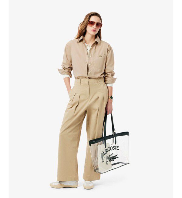 LACOSTE「クロップド丈 ウエストシャーリングシャツ ショートブルゾン」|シャツ・ブラウス|