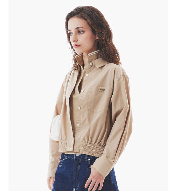 LACOSTE「クロップド丈 ウエストシャーリングシャツ ショートブルゾン」|シャツ・ブラウス|