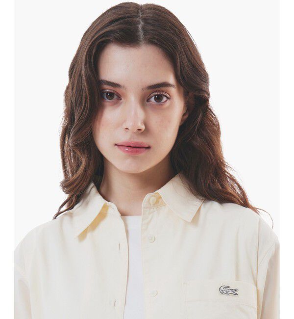 LACOSTE「クロップド丈 ウエストシャーリングシャツ ショートブルゾン」|シャツ・ブラウス|
