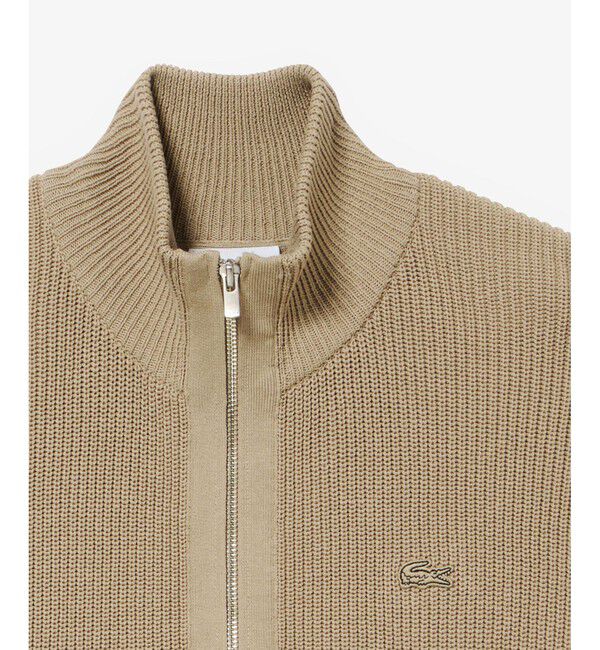 LACOSTE「ジップアップローゲージニットブルゾン」|カーディガン|