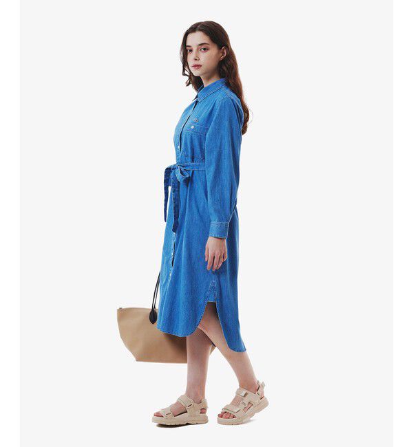 LACOSTE「ウエストベルト デニムシャツドレス ワンピース」|ワンピース|