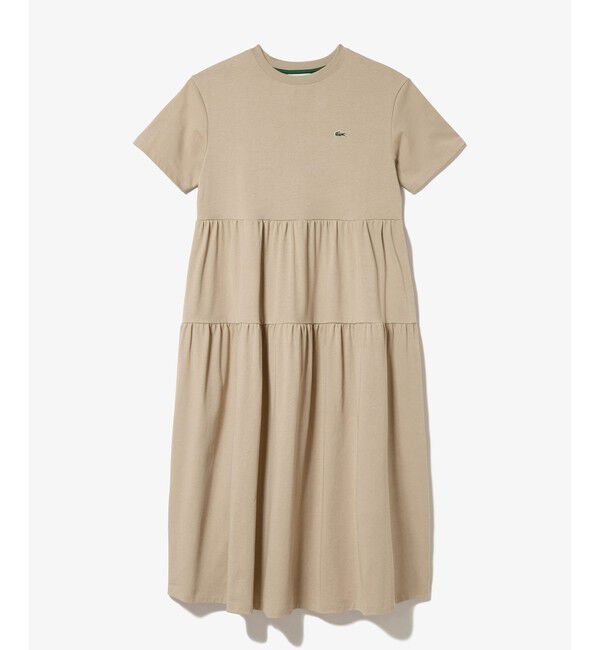 LACOSTE「ティアード切り替え コットンドレス マキシ丈 ワンピース」|ワンピース|