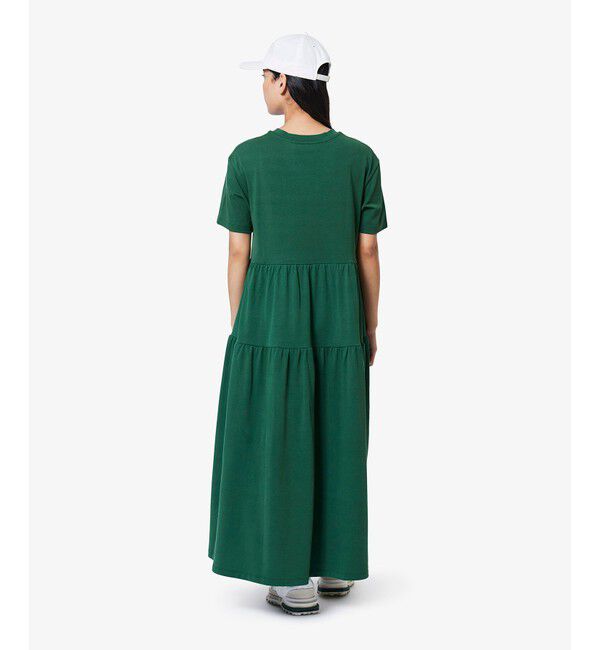 LACOSTE「ティアード切り替え コットンドレス マキシ丈 ワンピース」|ワンピース|