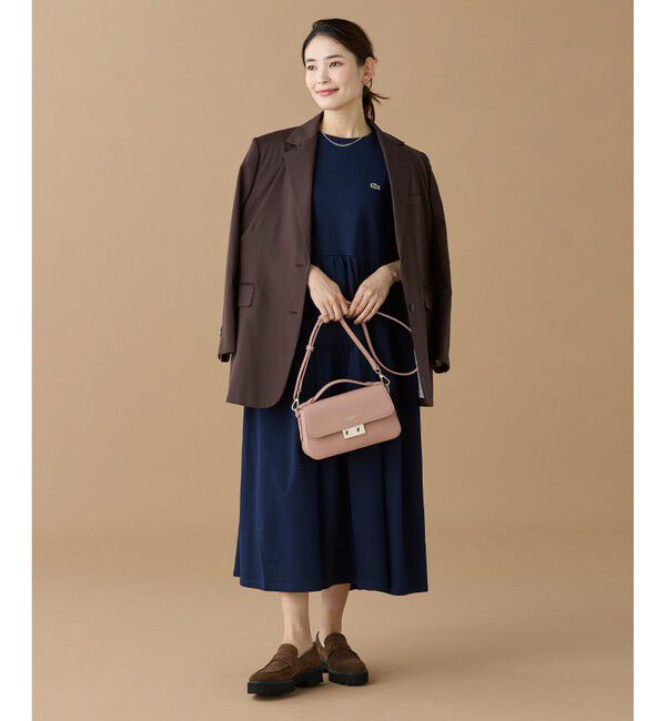 LACOSTE「ティアード切り替え コットンドレス マキシ丈 ワンピース」|ワンピース|