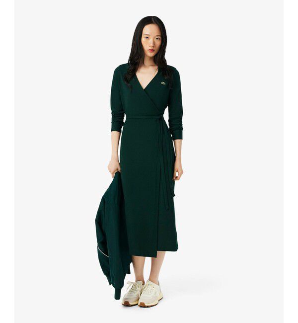 LACOSTE「ポロシャツディテールラップドレス」|ワンピース|ダークグリーン
