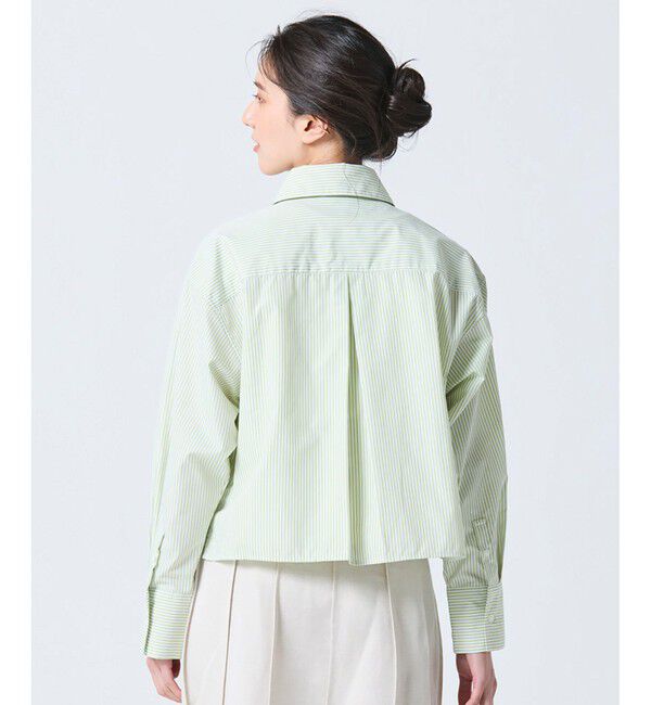 LACOSTE「ダブルポケット クロップド丈 ストライプシャツ」|シャツ・ブラウス|