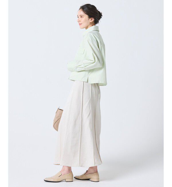 LACOSTE「ダブルポケット クロップド丈 ストライプシャツ」|シャツ・ブラウス|