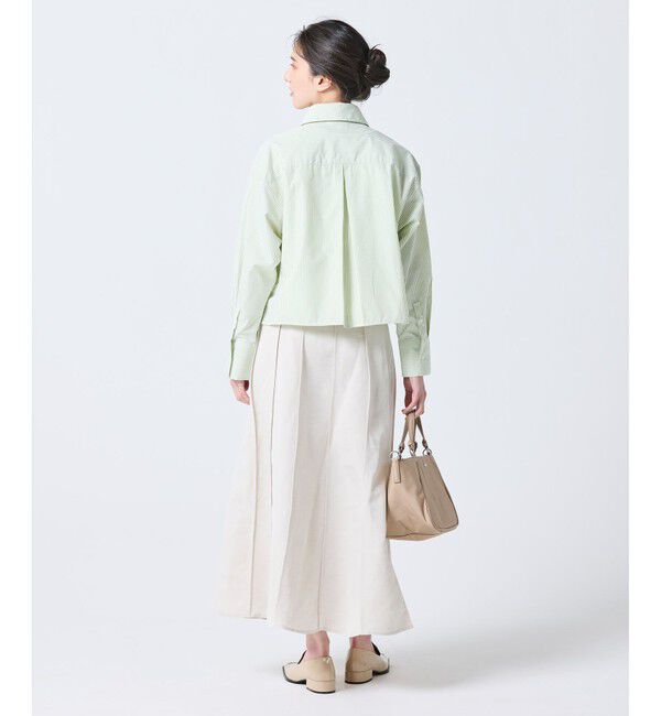 LACOSTE「ダブルポケット クロップド丈 ストライプシャツ」|シャツ・ブラウス|