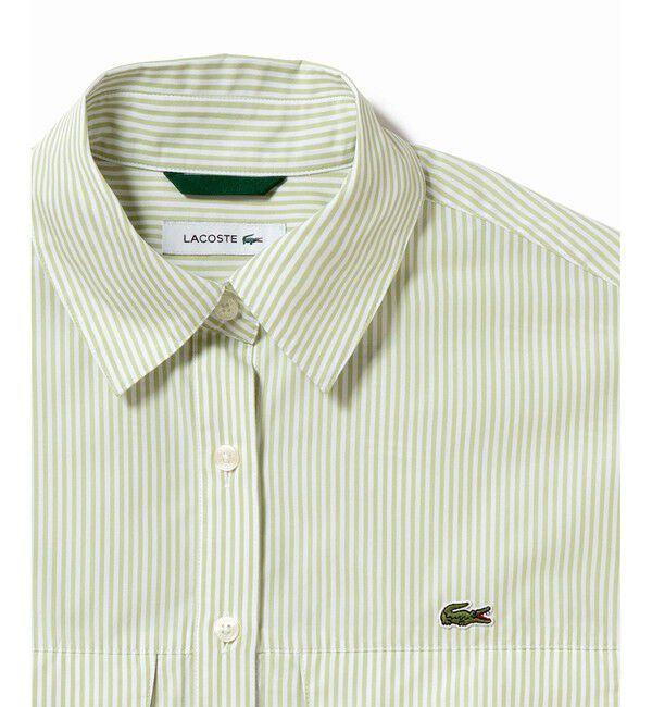 LACOSTE「ダブルポケット クロップド丈 ストライプシャツ」|シャツ・ブラウス|