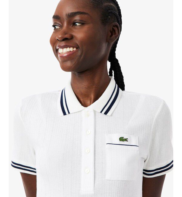 LACOSTE「フランスメイド ナローリブニットポロシャツ」|ポロシャツ|