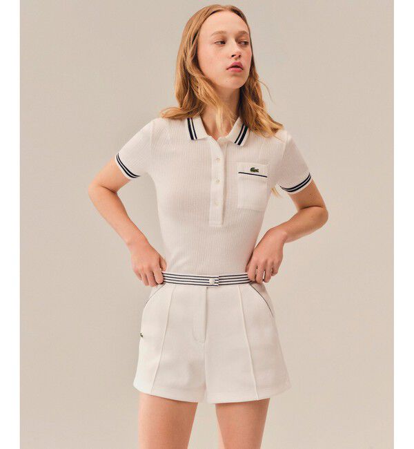 LACOSTE「フランスメイド ナローリブニットポロシャツ」|ポロシャツ|