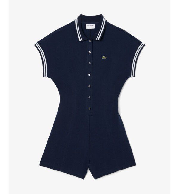 LACOSTE「フランスメイド ポロカラーオールインワン」|オールインワン|ネイビー&times;ホワイト
