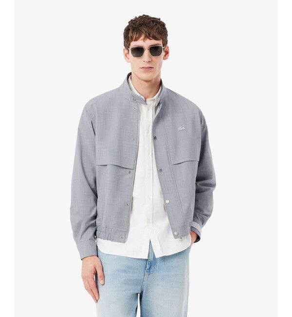 LACOSTE「ウールブレンド ハリントンジャケット」|ブルゾン・スタジャン|ライトグレー