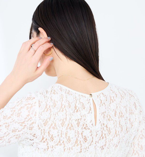 NOLLEY'S sophi「ウォッシャブルストレッチレースペプラム半袖プルオーバー」|シャツ・ブラウス|