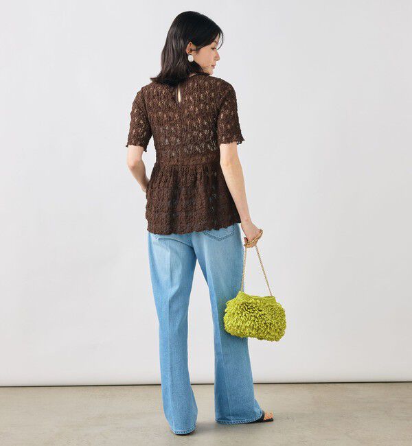 NOLLEY'S sophi「ウォッシャブルストレッチレースペプラム半袖プルオーバー」|シャツ・ブラウス|