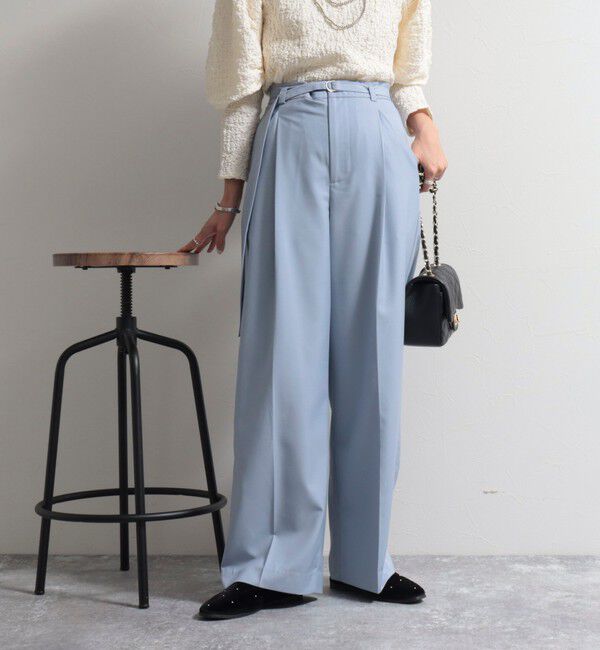 fredy emue「ベルト付きタックパンツ」|スラックス|