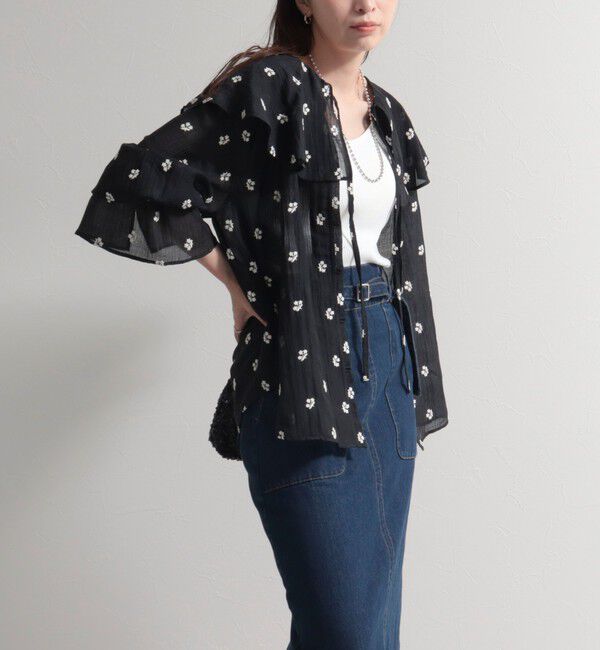 fredy emue「シアー楊柳刺繍ケープブラウス」|シャツ・ブラウス|