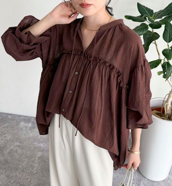 fredy emue「コットンギャザーオーバーブラウス」|シャツ・ブラウス|