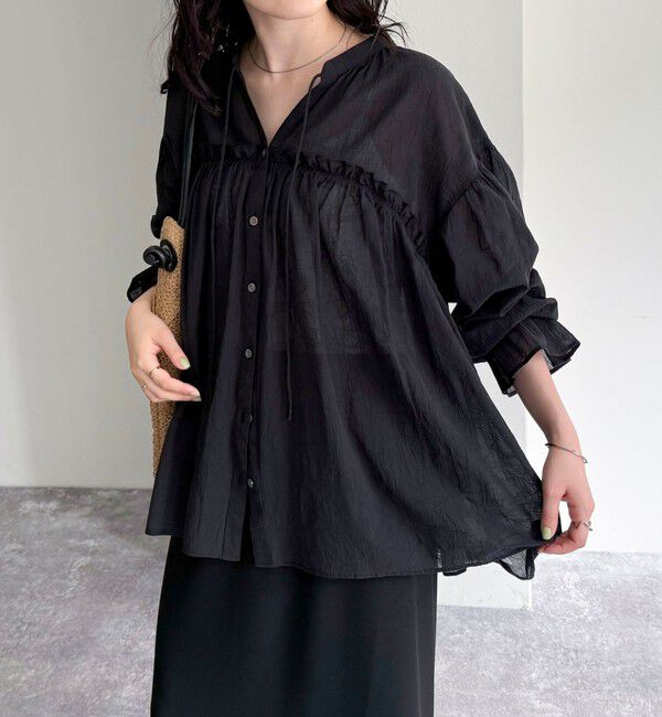 fredy emue「コットンギャザーオーバーブラウス」|シャツ・ブラウス|