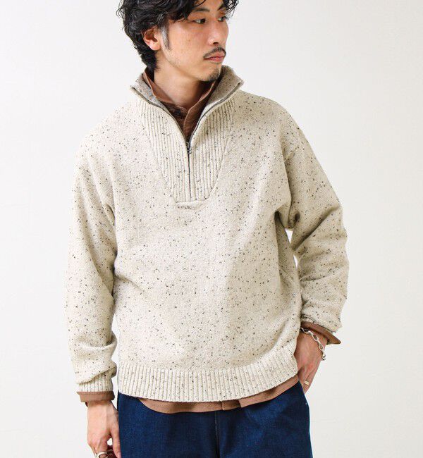 GLOSTER「【冬の大人レイヤードに】ネップハーフジッププルオーバー」|ニット・セーター|