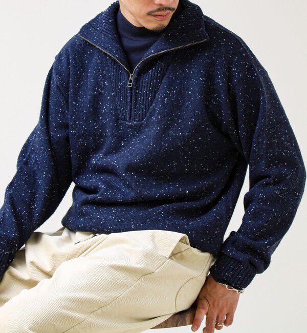GLOSTER「【冬の大人レイヤードに】ネップハーフジッププルオーバー」|ニット・セーター|