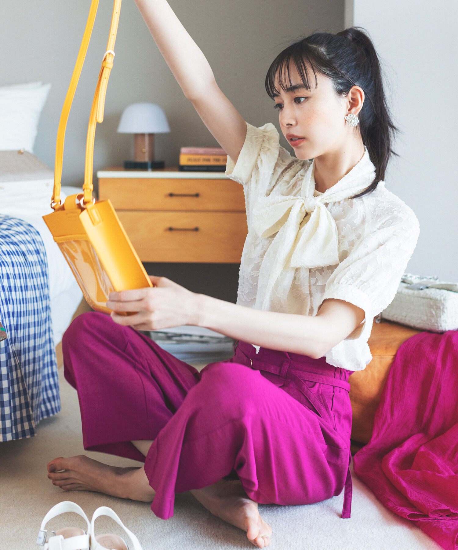 VIS「【接触冷感・洗える】美easy Dカンベルト付きワイドパンツ【セットアップ対応】」|スラックス|