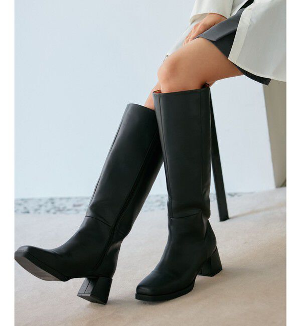 VIS「【抗菌防臭】スクエアトゥソフトロングブーツ」|ロングブーツ|クロメイン