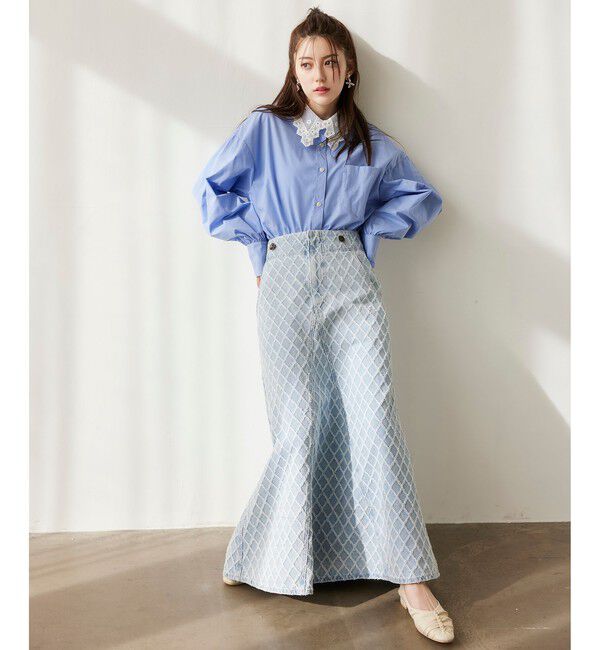 VIS「バックレースアップフレアデニムスカート/イージーケア」|スカート|