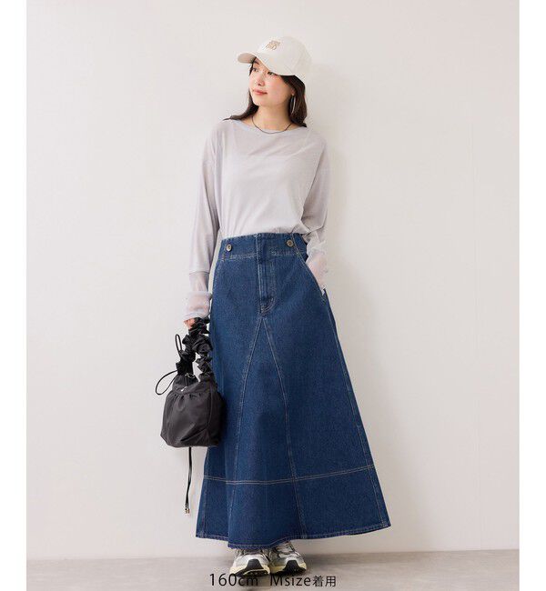VIS「バックレースアップフレアデニムスカート/イージーケア」|スカート|