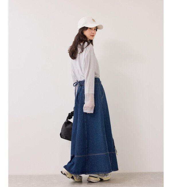 VIS「バックレースアップフレアデニムスカート/イージーケア」|スカート|