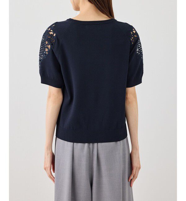 Rope&rsquo;Picnic「八方映えニット 袖レースニットプルオーバー/UVカット・接触冷感・イージーケア」|ニット・セーター|