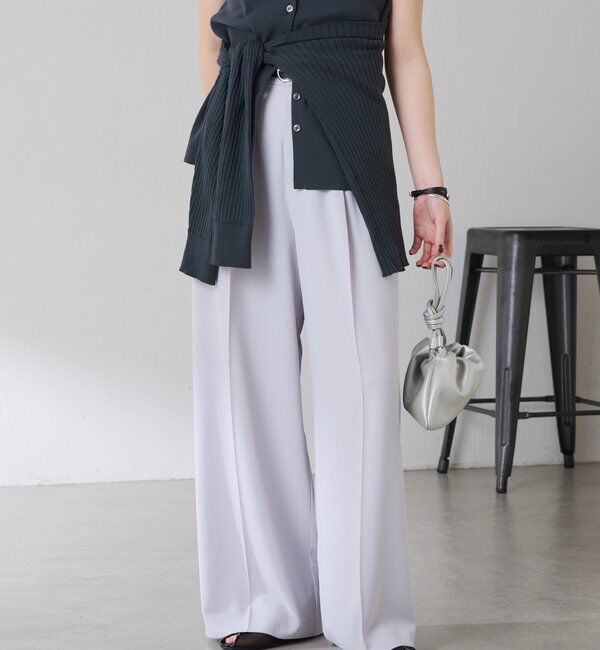  「《マイナス3kg見え/サイズ展開豊富》ジャージワイドパンツ」|スラックス|