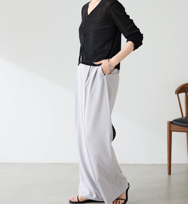  「《マイナス3kg見え/サイズ展開豊富》ジャージワイドパンツ」|スラックス|