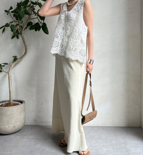  「刺繍前後2WAYレースタンク」|シャツ・ブラウス|