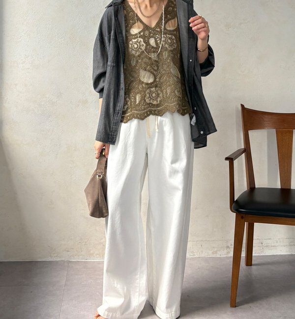  「刺繍前後2WAYレースタンク」|シャツ・ブラウス|