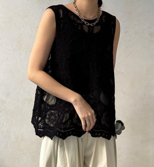  「刺繍前後2WAYレースタンク」|シャツ・ブラウス|