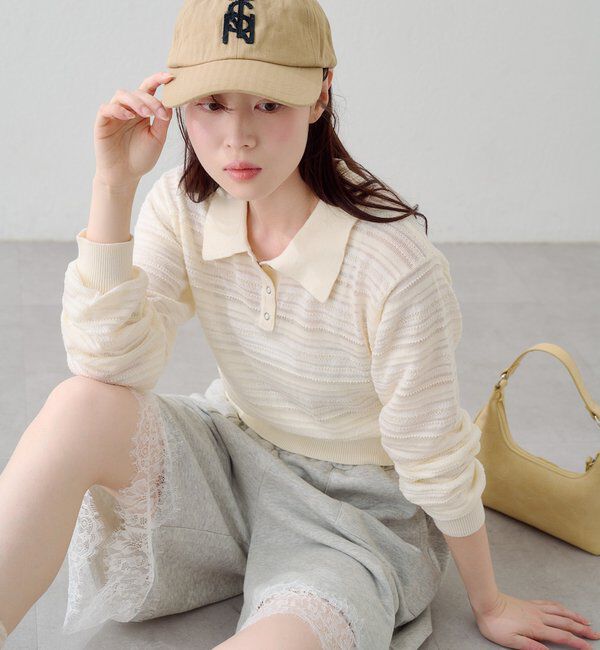  「ボーダーシアーポロニット」|ニット・セーター|