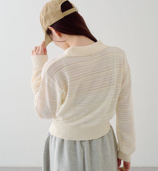  「ボーダーシアーポロニット」|ニット・セーター|