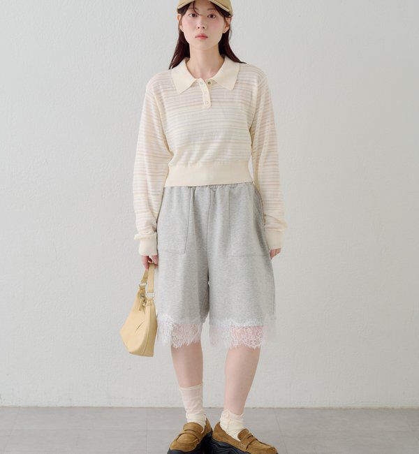  「ボーダーシアーポロニット」|ニット・セーター|