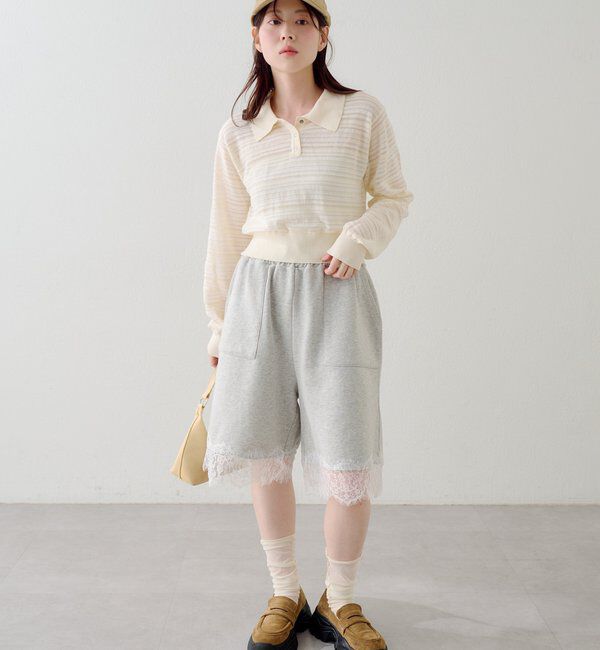  「ボーダーシアーポロニット」|ニット・セーター|