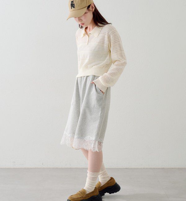  「ボーダーシアーポロニット」|ニット・セーター|