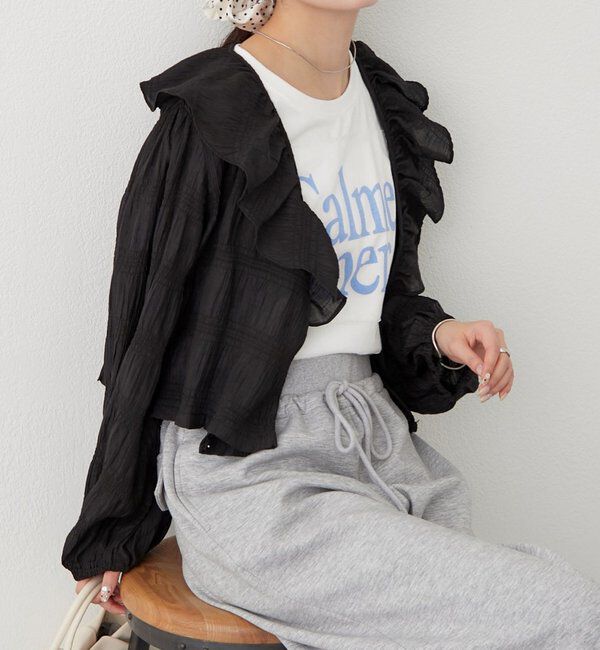  「フリルカシュクールブラウス」|シャツ・ブラウス|ブラック