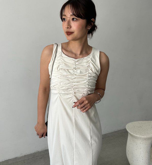  「ギャザーノースリワンピース」|ワンピース|