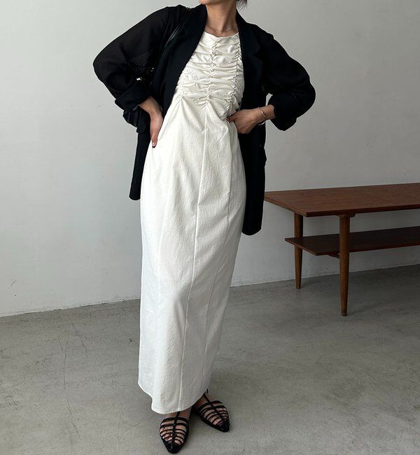  「ギャザーノースリワンピース」|ワンピース|