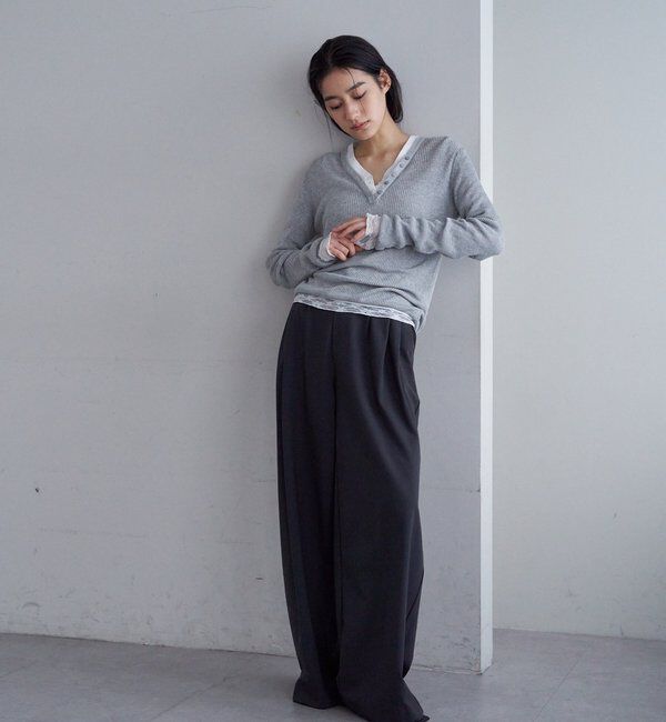  「ヘンリーネックレイヤードニット」|ニット・セーター|