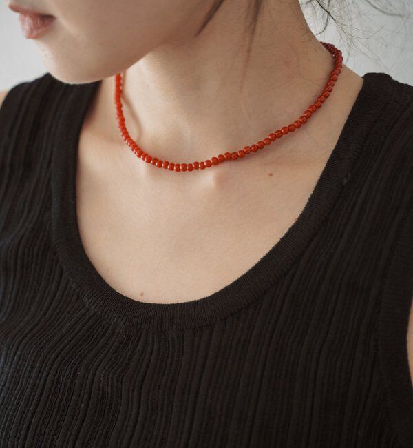  「ガラス/オニキスビーズネックレス4mm」|ネックレス|